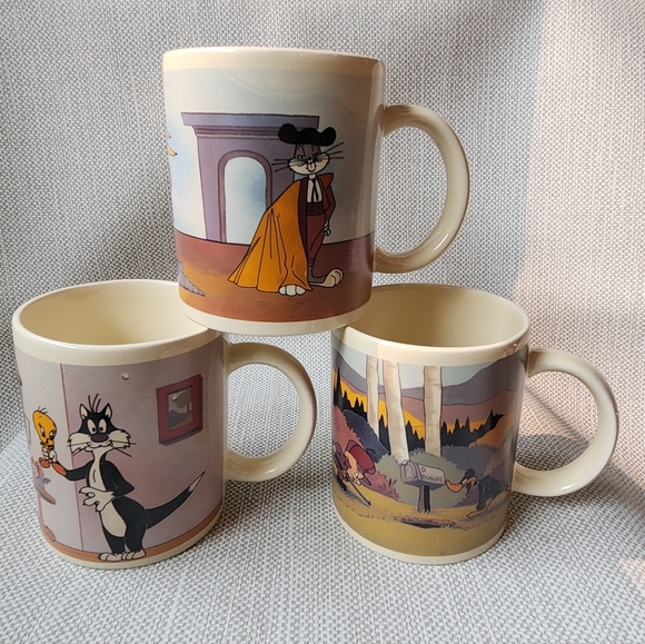 Bugs Bunny Sylvester And Tweety Warner Bros Mugs Coffee Tea 3 Pieces - Picture 1 of 14
